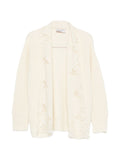 Ermanno Firenze Lace-Trim Ribbed Cardigan — White