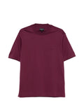 Emporio Armani Logo-Embroidered Cotton T-Shirt — Burgundy
