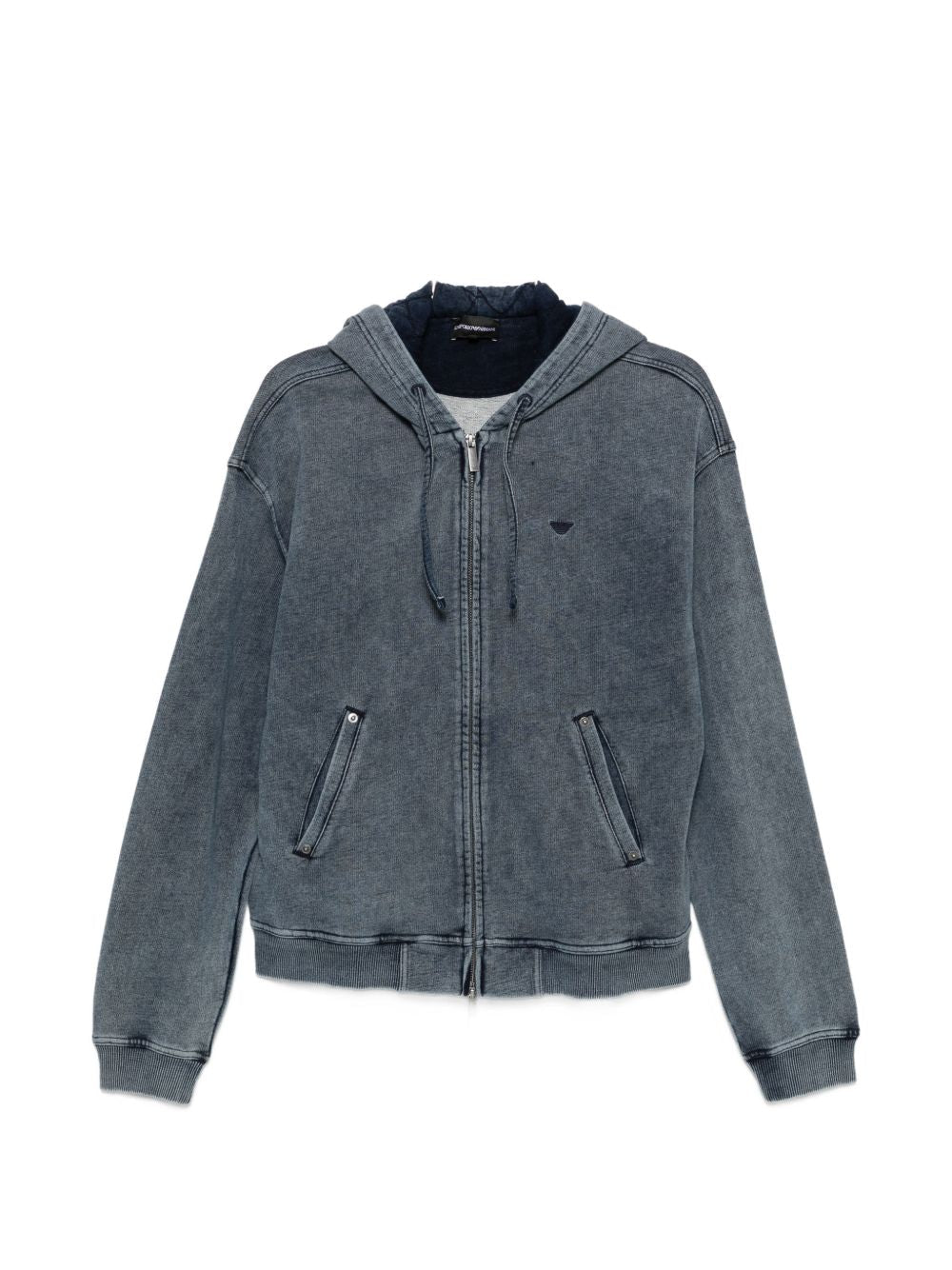 Emporio Armani Cotton-Blend Hoodie Hoodie — Gray
