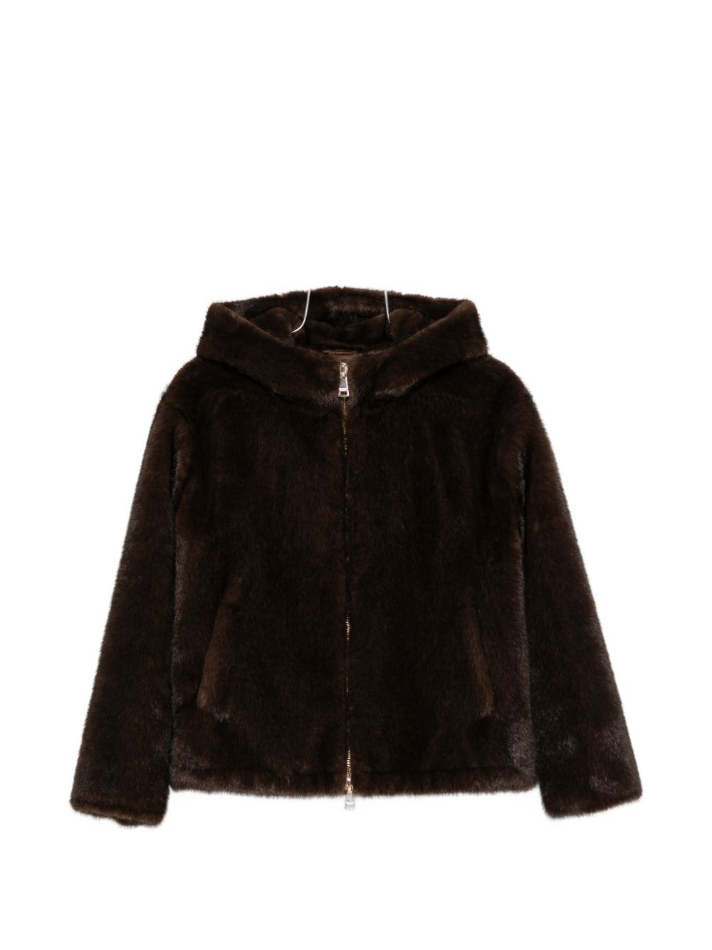 Ermanno Firenze Fur-Trimmed Hood Jacket — Brown