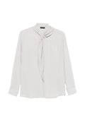Emporio Armani Silk-Blend Pussy-Bow Blouse — Grey