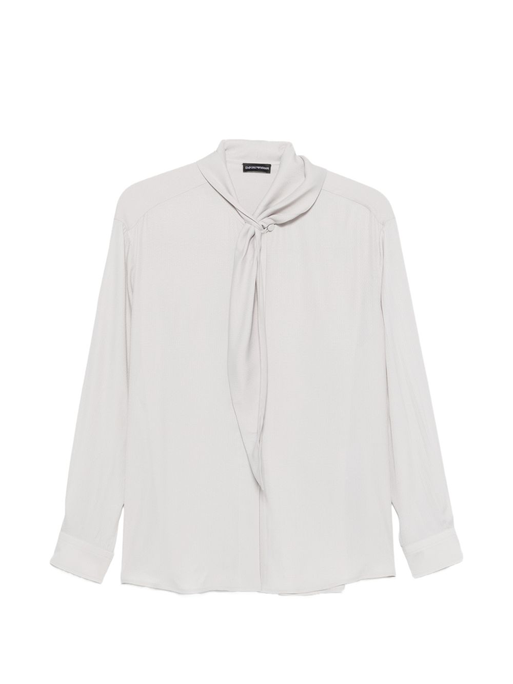 Emporio Armani Silk-Blend Pussy-Bow Blouse — Grey