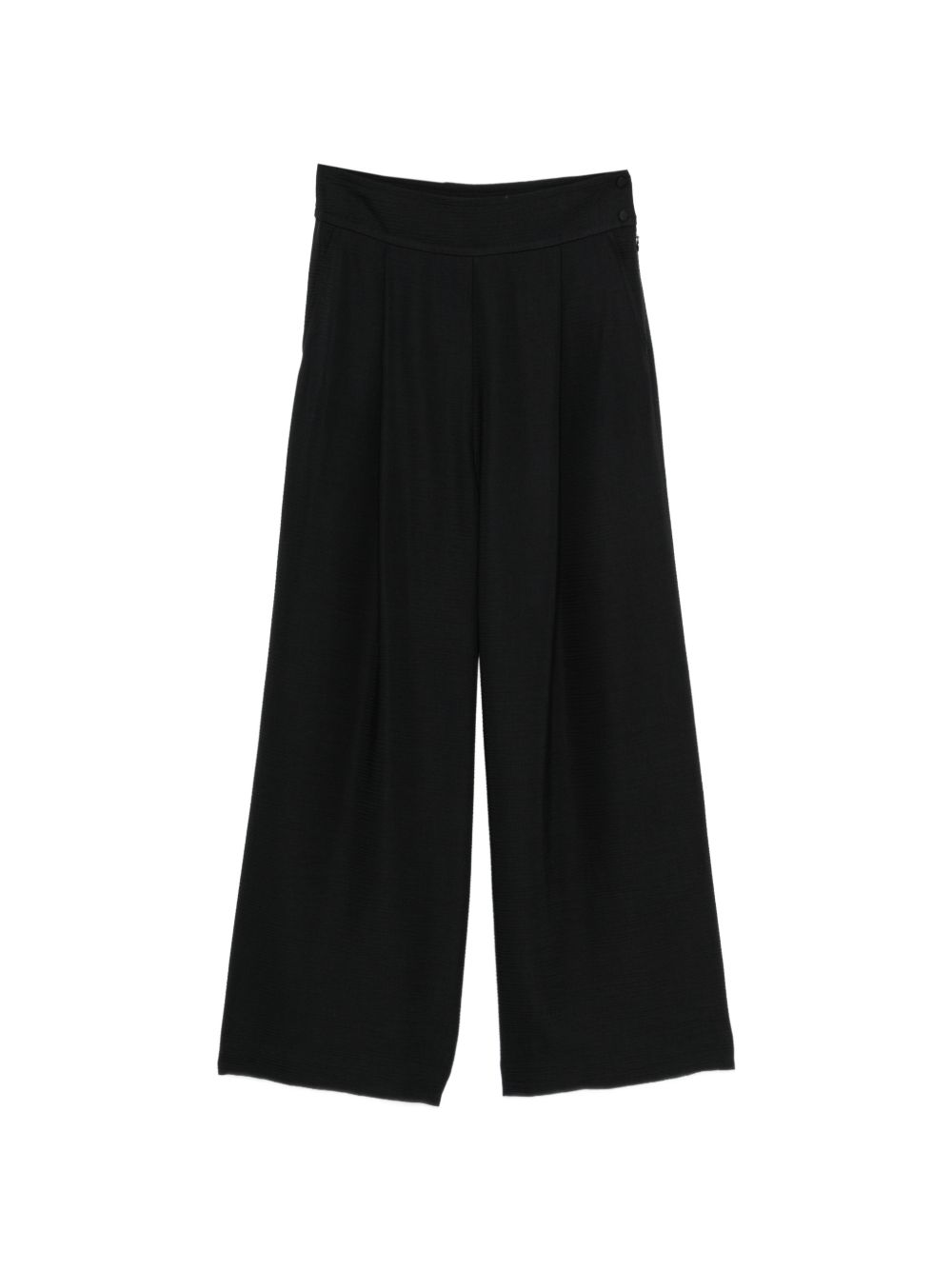 Emporio Armani Wide-Leg Pleated Trousers — Black