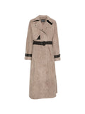 Emporio Armani Belted Suede Coat — Beige