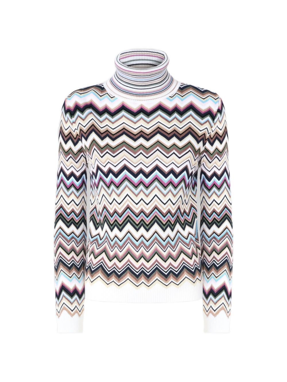 Missoni Zig-Zag Knit Turtleneck Sweater — Multicolor