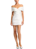 A-Line Off-The-Shoulder Sleeveless Short Mini Satin Taffeta Homecoming Dresses With Pleated