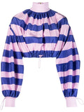 Zimmermann Horizontal-Stripe Print Drawstring Blouse — Pink