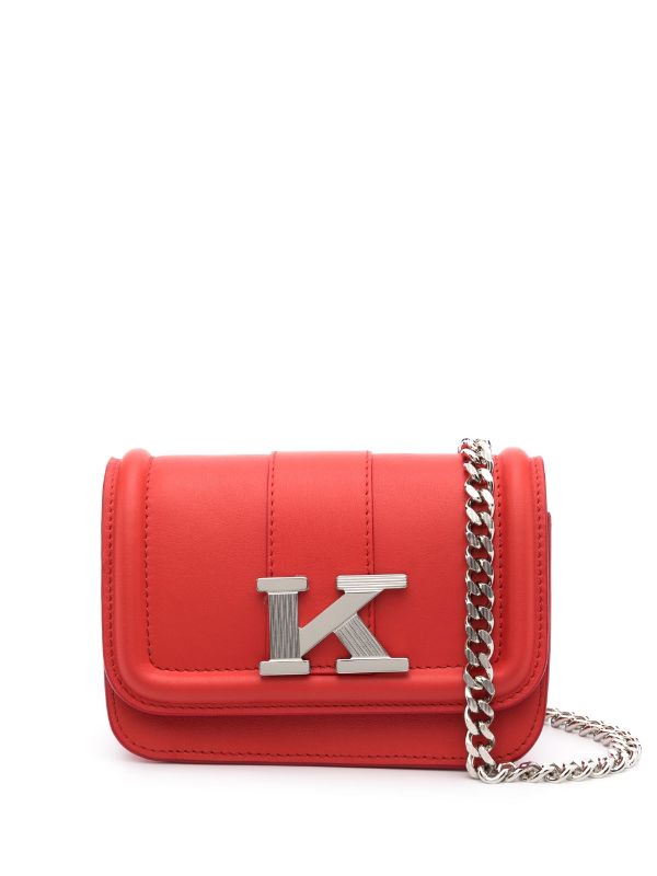 Kiton Logo-Plaque Leather Mini Bag — Scarlet