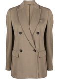 Brunello Cucinelli Double-Breasted Cotton-Blend Blazer — Beige