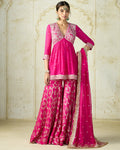 Rani Pink Rida Sharara Set By KYNAH, Luxury Indian Fashion & Bridal Wear