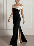 Sheath/Column Off-The-Shoulder Sleeveless Floor-Length Elastic Satin/Satin/Silk Like Satin Evening Dresses