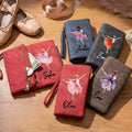 Personalizado Ballet Chica Bailarina Nacimiento Flor PU Cartera de cuero con nombre Uso diario Regalo de cumpleaños para bailarina de ballet amante