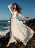 Elegant Sweetheart Long Sleeves A-Line Floor-Length Chiffon Wedding Dresses With Lace