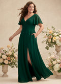 A-Line Split Front Bridesmaid Dress With Back Hole