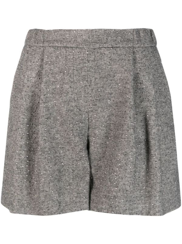 Fabiana Filippi Pleated Wool-Blend Shorts — Grey