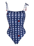 Kiton Polka-Dot Print Swimsuit — Navy