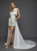 One-Shoulder Sleeveless Court Train Sequined Wedding Dresses