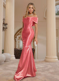 Trumpet/Mermaid Off-The-Shoulder Sleeveless Silk Like Satin Prom Dresses