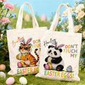 No toques mis huevos de Pascua Bolsa de lona reutilizable con nombre personalizada Regalo de Pascua para niños, niñas y mujeres