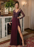 Sheath/Column V-Neck Chiffon Mother Of The Bride Dresses With Split Front
