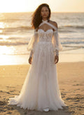 Long Sleeves Lace Sweetheart Wedding Dresses