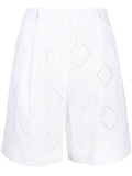 Kiton Perforated-Detailed Linen Shorts — White