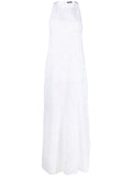 Kiton Perforated Linen Maxi Dress — Off-white