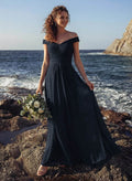 Off-The-Shoulder A-Line Bridesmaid Dresses With Ruffle