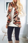 Pockets Plaid Jacket Vest