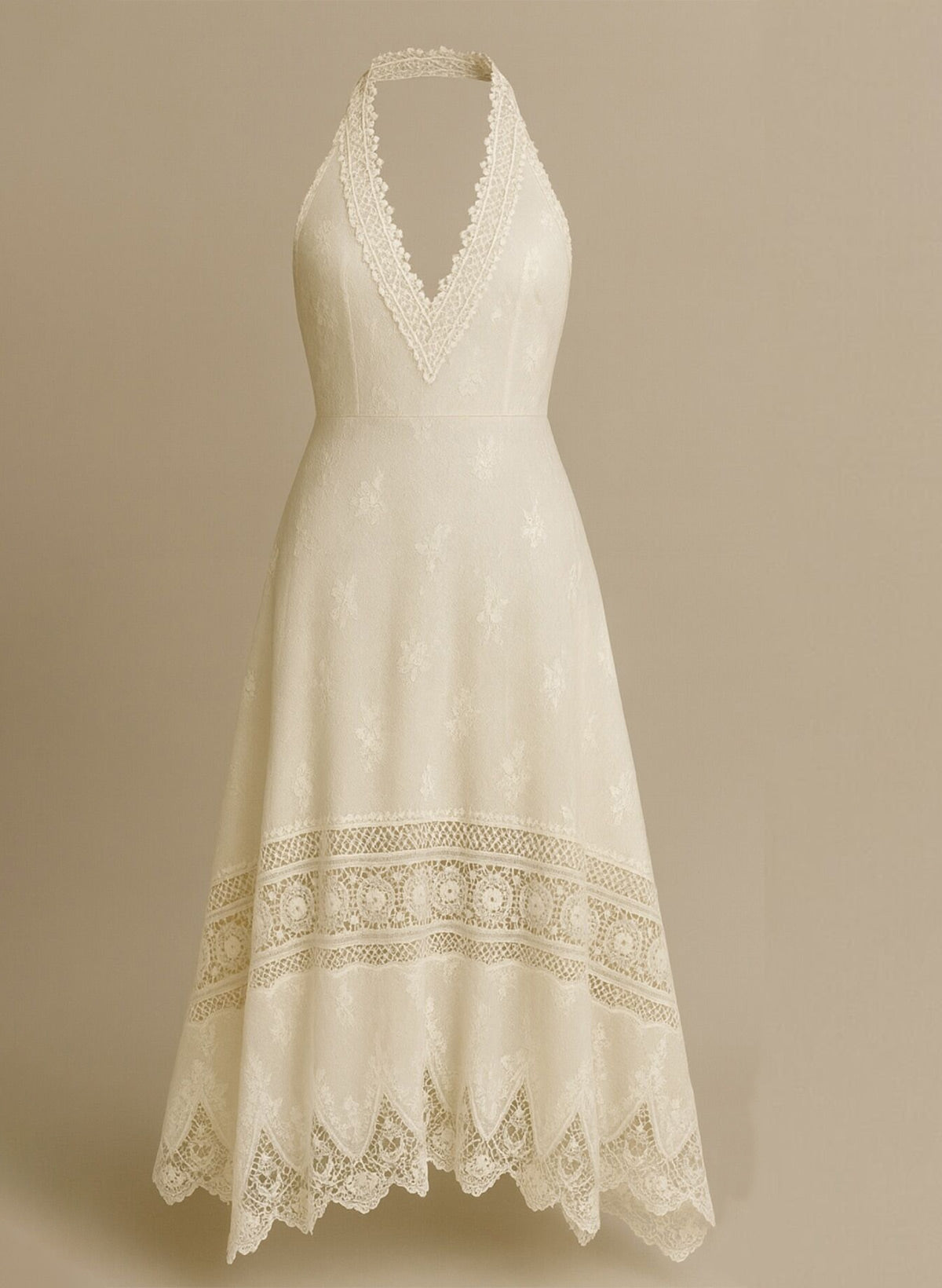 Boho A-Line Halter Sleeveless Tea-Length Cocktail Dresses