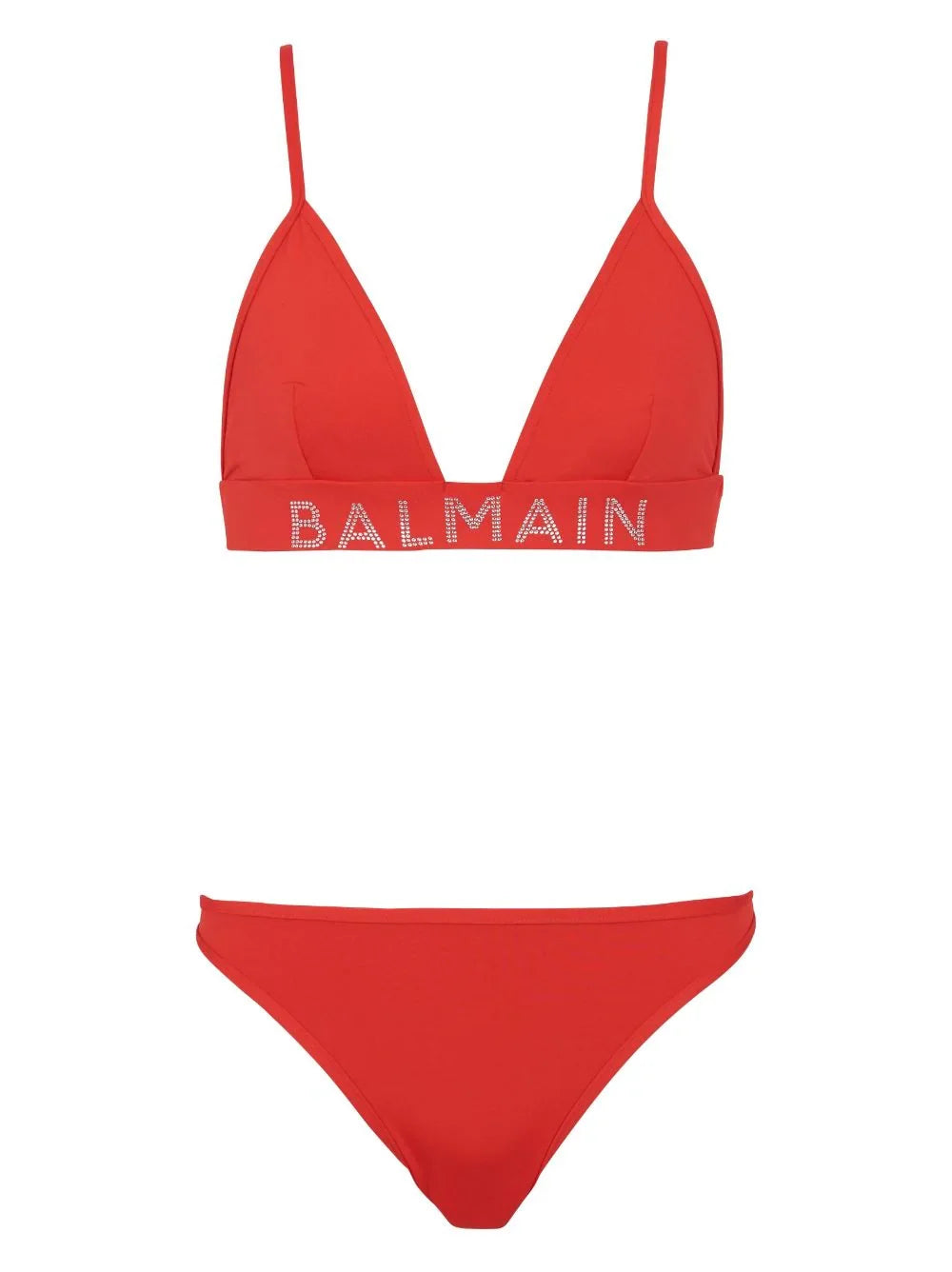 Balmain Logo-Embellished Bikini Set — Red