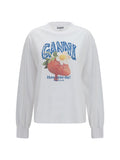 Ganni Strawberry Graphic Cotton Long-Sleeve T-Shirt — White