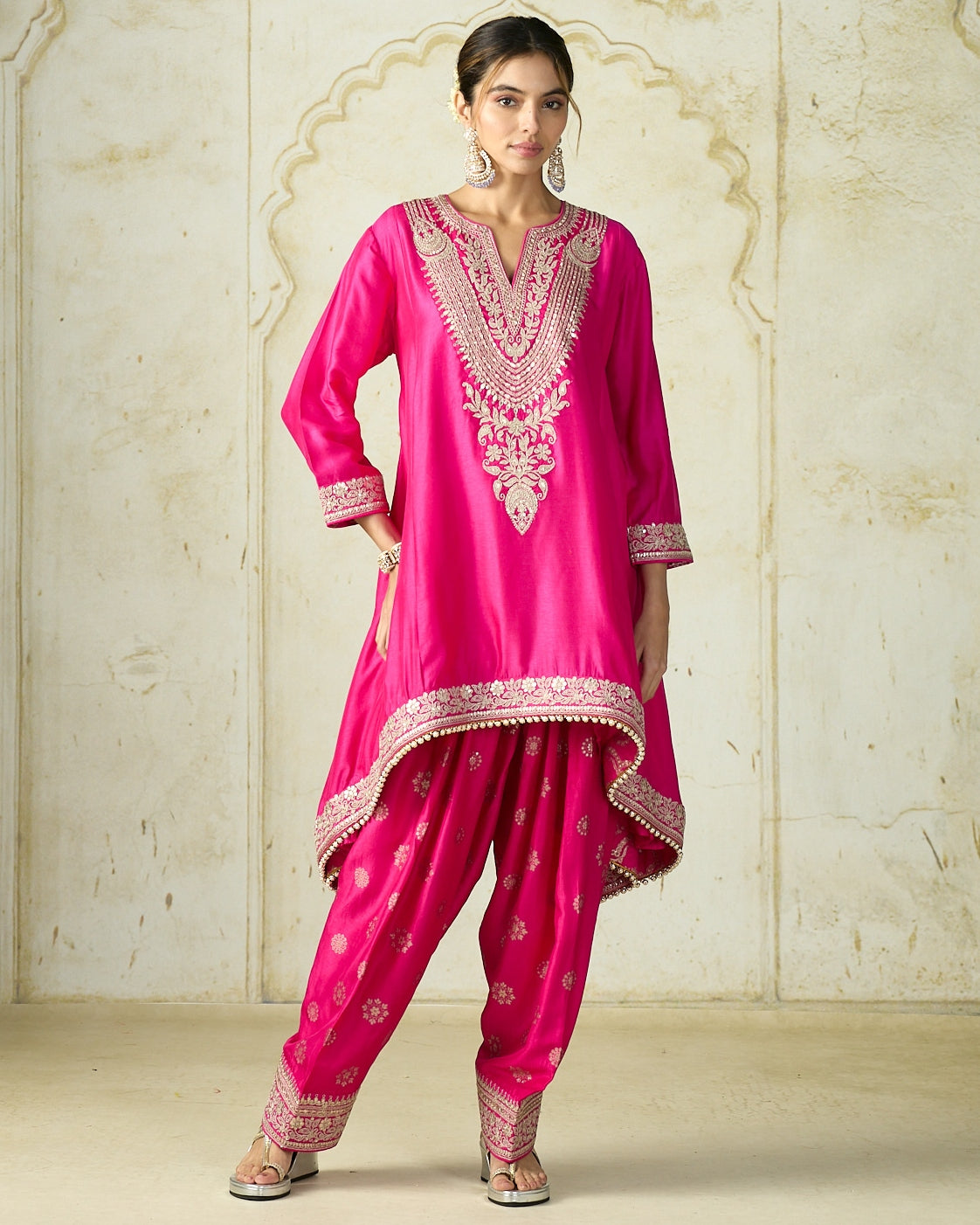 Rani Pink Nadia Farshi Set By KYNAH, Luxury Indian Fashion & Bridal Wear