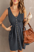 Sleeveless Button Down Swing Dress in 4 Colors