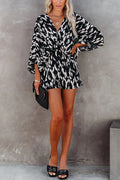 V Neck Batwing Sleeve Printed Romper