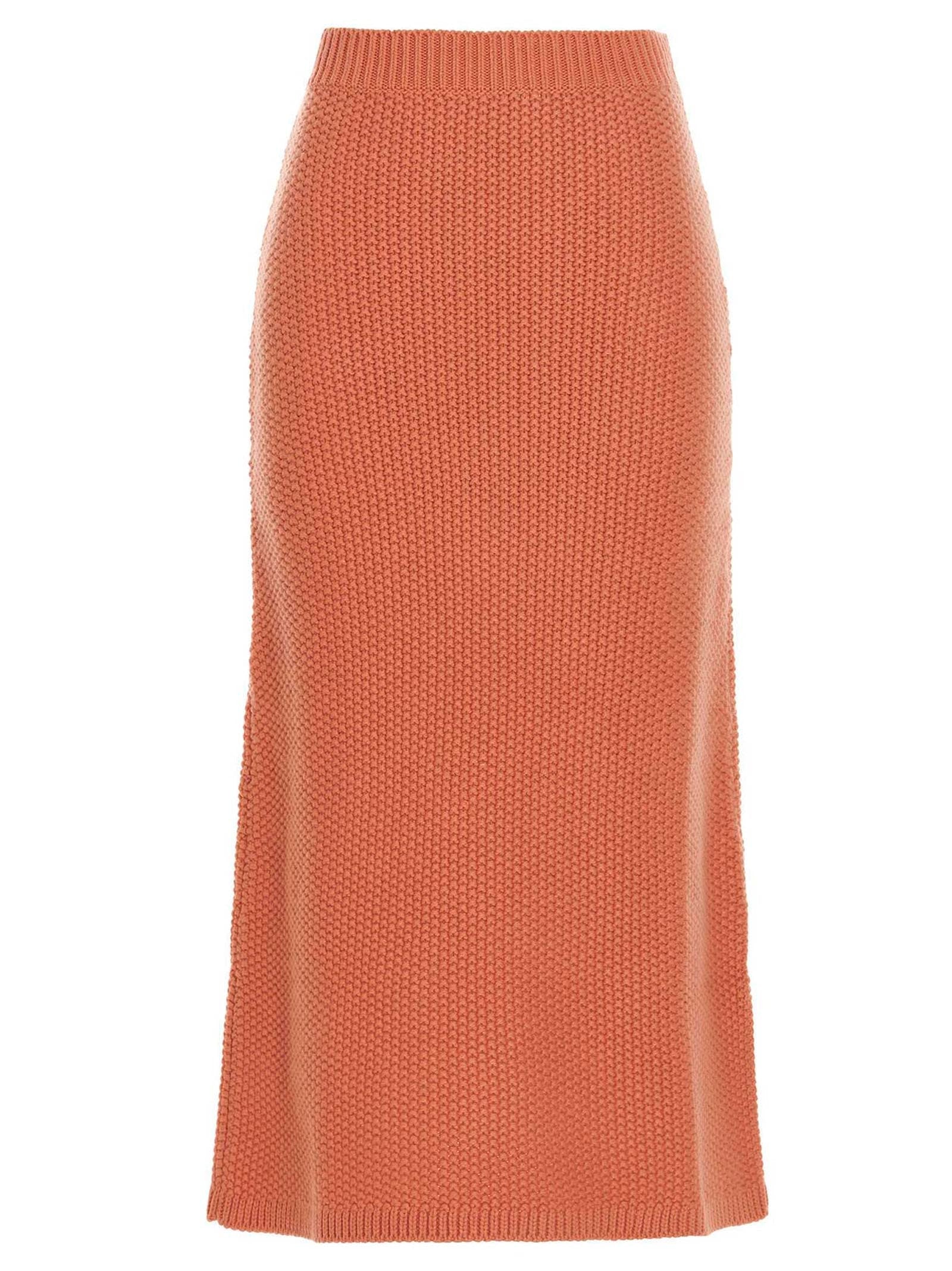 Chloé Cashmere Knit Skirt — Coral