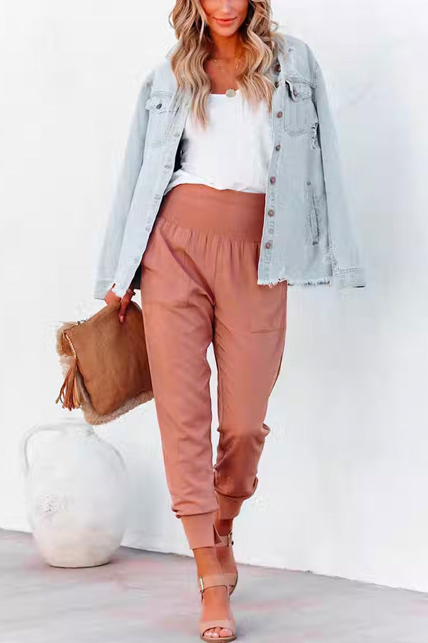 Elastic Waist Soft Cotton Joggers with Pockets(5 Colors Available)