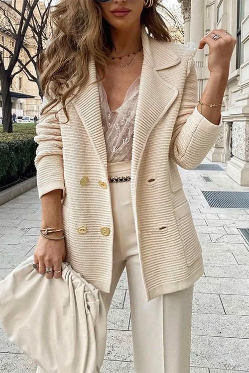 Fashion Lapel Buttons Cardigans with Pockets