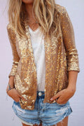Open Front Long Sleeve Sequin Cardigans