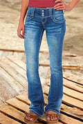 Button Down Bell Bottom Jeans with Pockets
