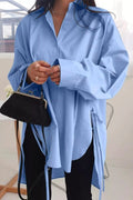 Irregular Lapel Button Down Long Sleeve Shirt