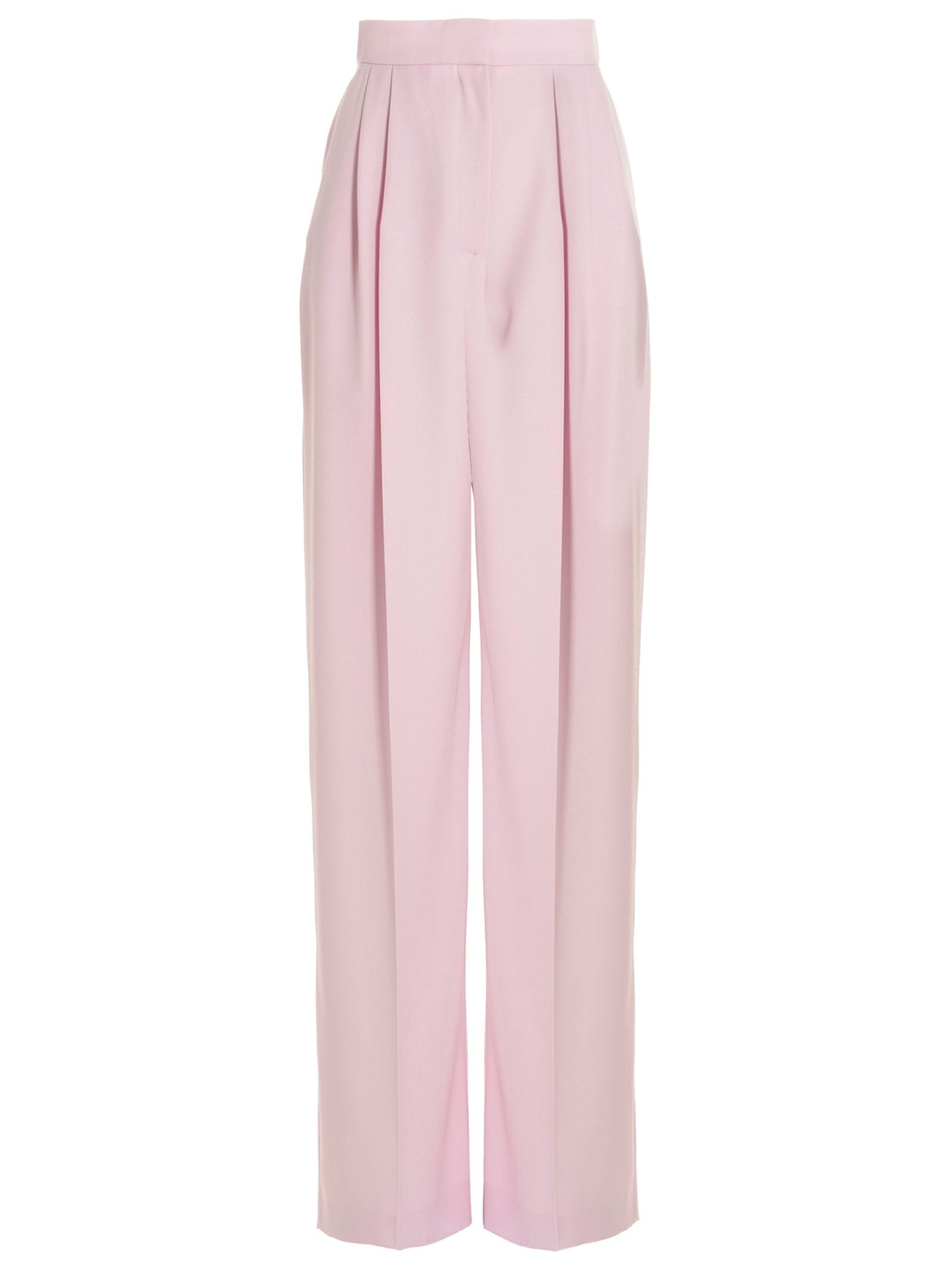 Alexander McQueen Front Pleat Wool Trousers — Pink