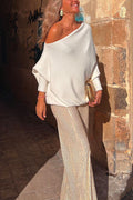 Off Shoulder Batwing Long Sleeve Sweater