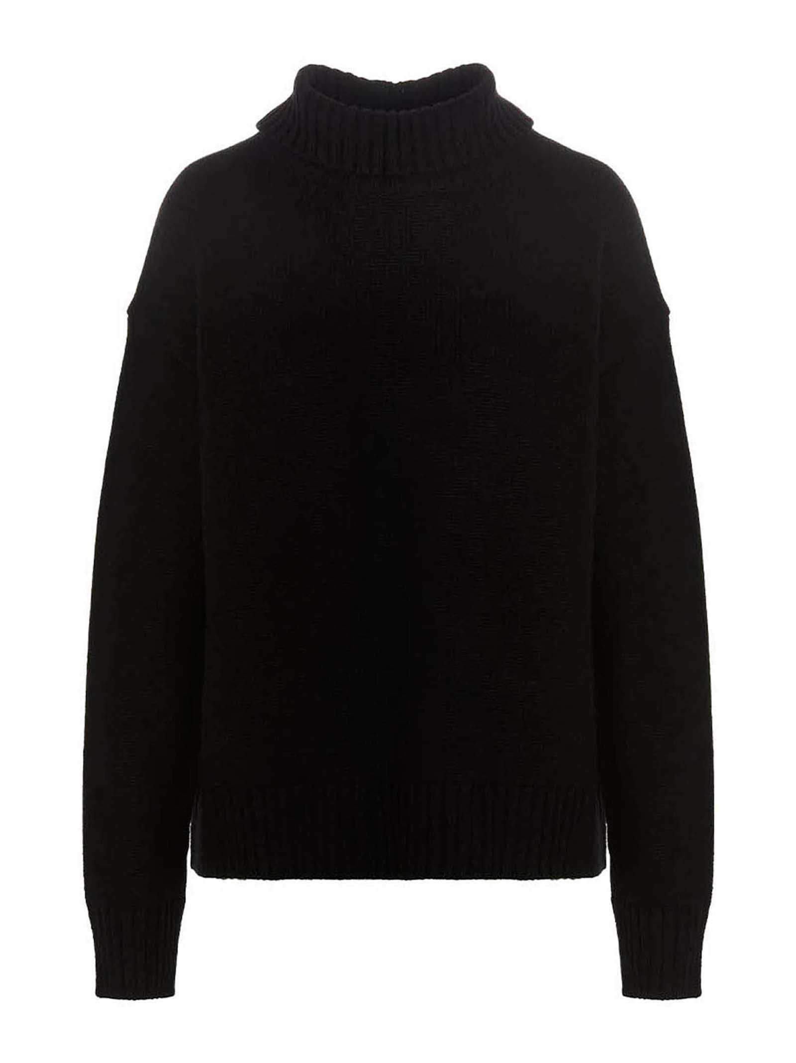 Jil Sander Cashmere Blend Turtleneck Sweater — Black