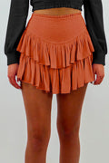 Casual Elastic Waist Ruffle Swing Skirts
