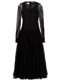 Jil Sander Pleated Chiffon Dress — Black