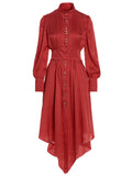 Alexandre Vauthier Polka-Dot Silk Shirt Dress — Red