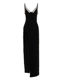 David Koma Viscose Blend Cami with Mesh Inserts Dress — Black