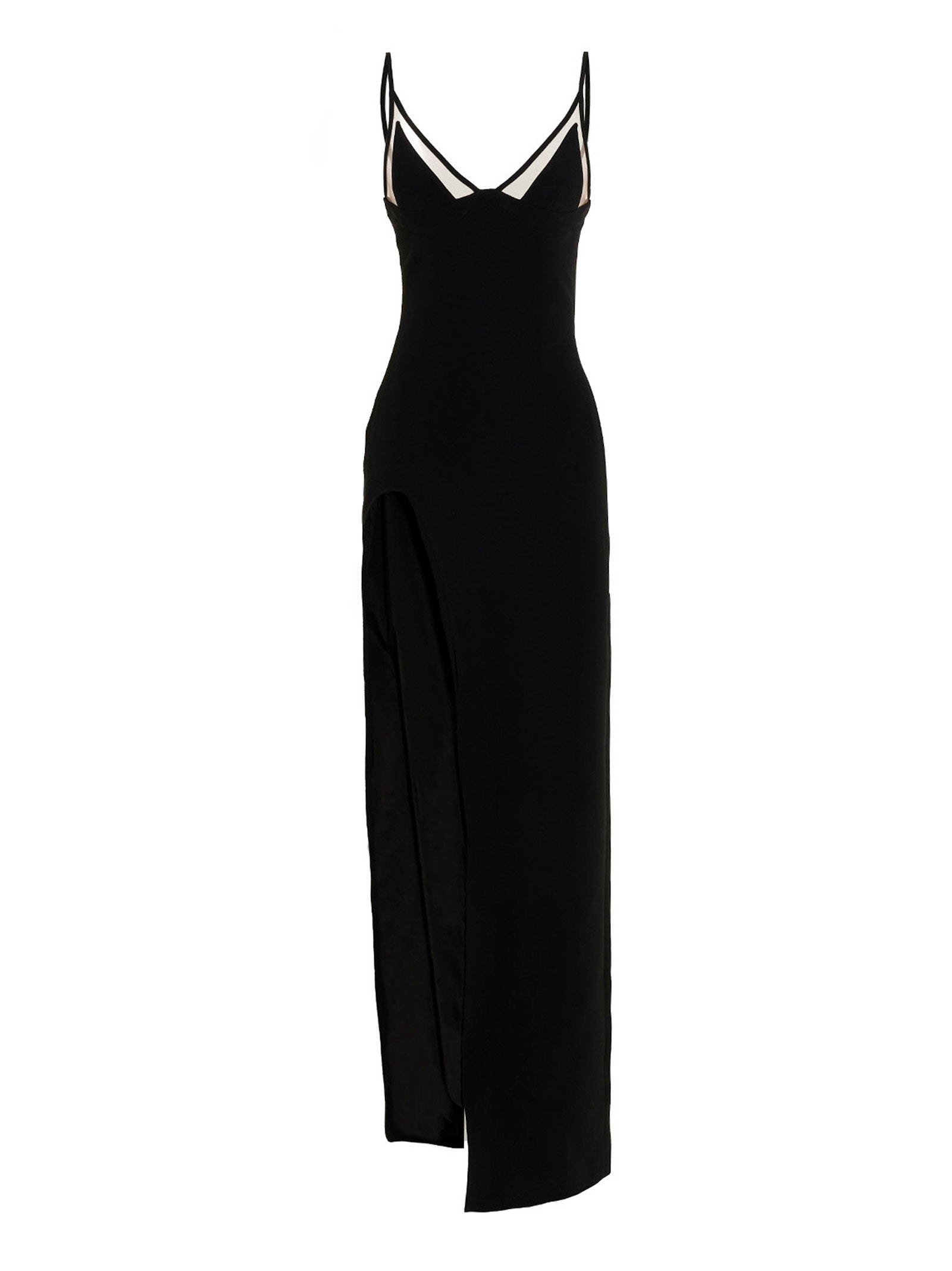David Koma Viscose Blend Cami with Mesh Inserts Dress — Black