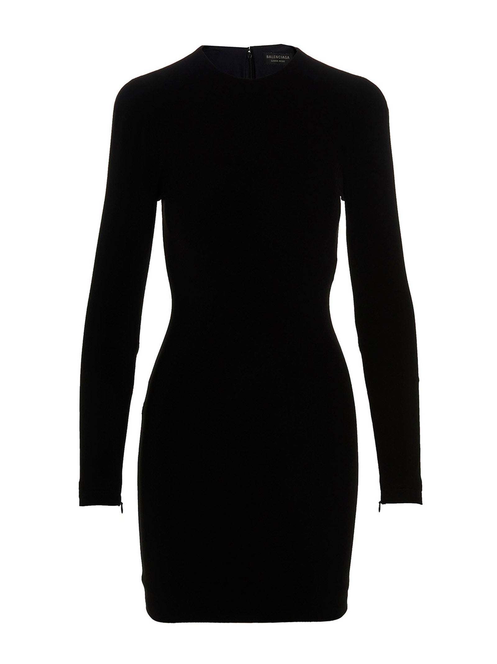 Balenciaga Stretch Ruched Twill Minidress — Black